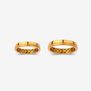 ست حلقه طلا 18 عیار زنانه و مردانه گلدم مدل حلقه ست R343005