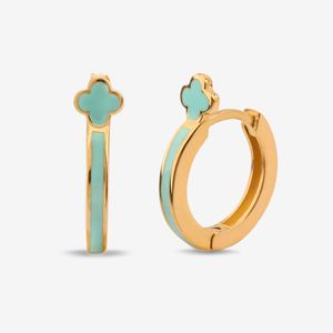 گوشواره حلقه‌ای طلا کم اجرت 18 عیار زنانه با طرح ونکلیف آرپلز گلدم مدل ونکلیف E244022