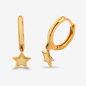 گوشواره حلقه‌ای طلا کم اجرت 18 عیار زنانه گلدم مدل ستاره E244024
