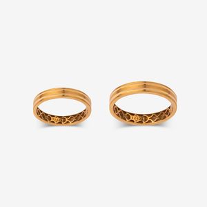 ست حلقه طلا 18 عیار زنانه و مردانه گلدم مدل حلقه ستR343009