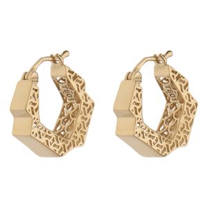 گوشواره حلقه‌ای طلا 18 عیار زنانه گلدم مدل اینه ای 6 ضلعیE-3070062