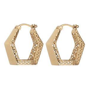 گوشواره طلا کم اجرت 18 عیار زنانه گلدم مدل پنج ضلعیE-3070060