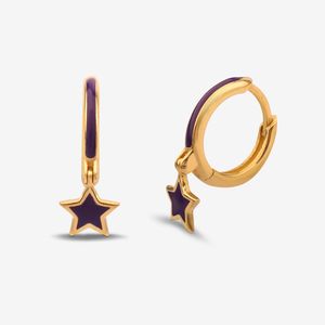 گوشواره حلقه‌ای طلا کم اجرت 18 عیار زنانه گلدم مدل حلقه ایی ستارهE244030