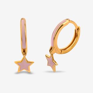 گوشواره حلقه‌ای طلا کم اجرت 18 عیار زنانه گلدم مدل ستارهE244015