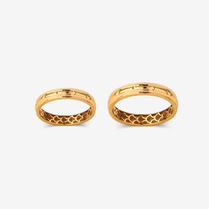 ست حلقه طلا 18 عیار زنانه و مردانه گلدم مدل حلقه ستR343011