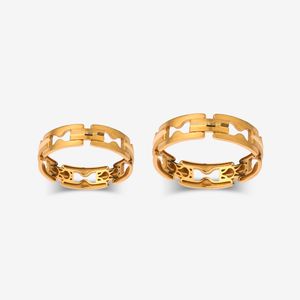 ست حلقه طلا 18 عیار زنانه و مردانه گلدم مدل حلقه ست R343014